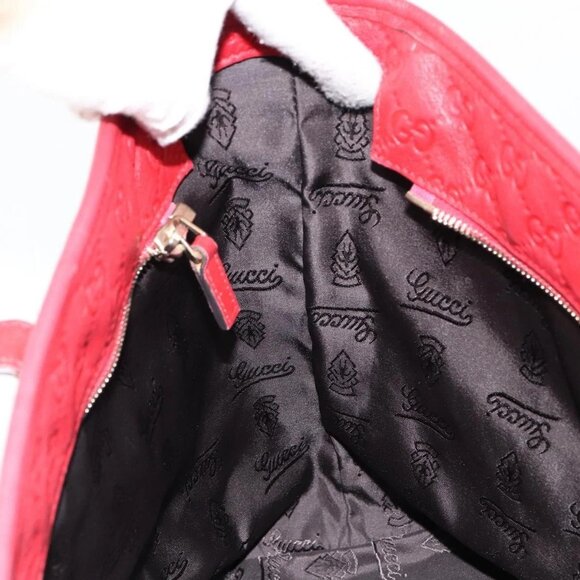 GUCCI GG Canvas Guccissima Tote Bag Leather Gold Red 211137 Auth 146617 - Picture 12 of 16